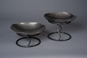 Stainless steel bowl with forged stand 15"bowl with 7"H or 10"H stand