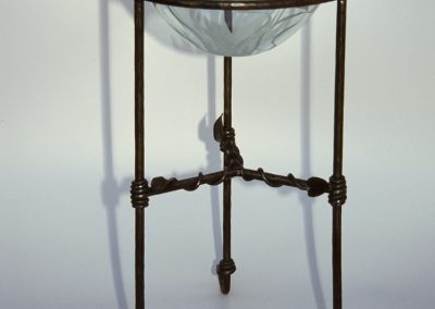 Forged steel stand with glass bowl