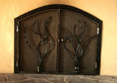 Fireplace doors with art grass